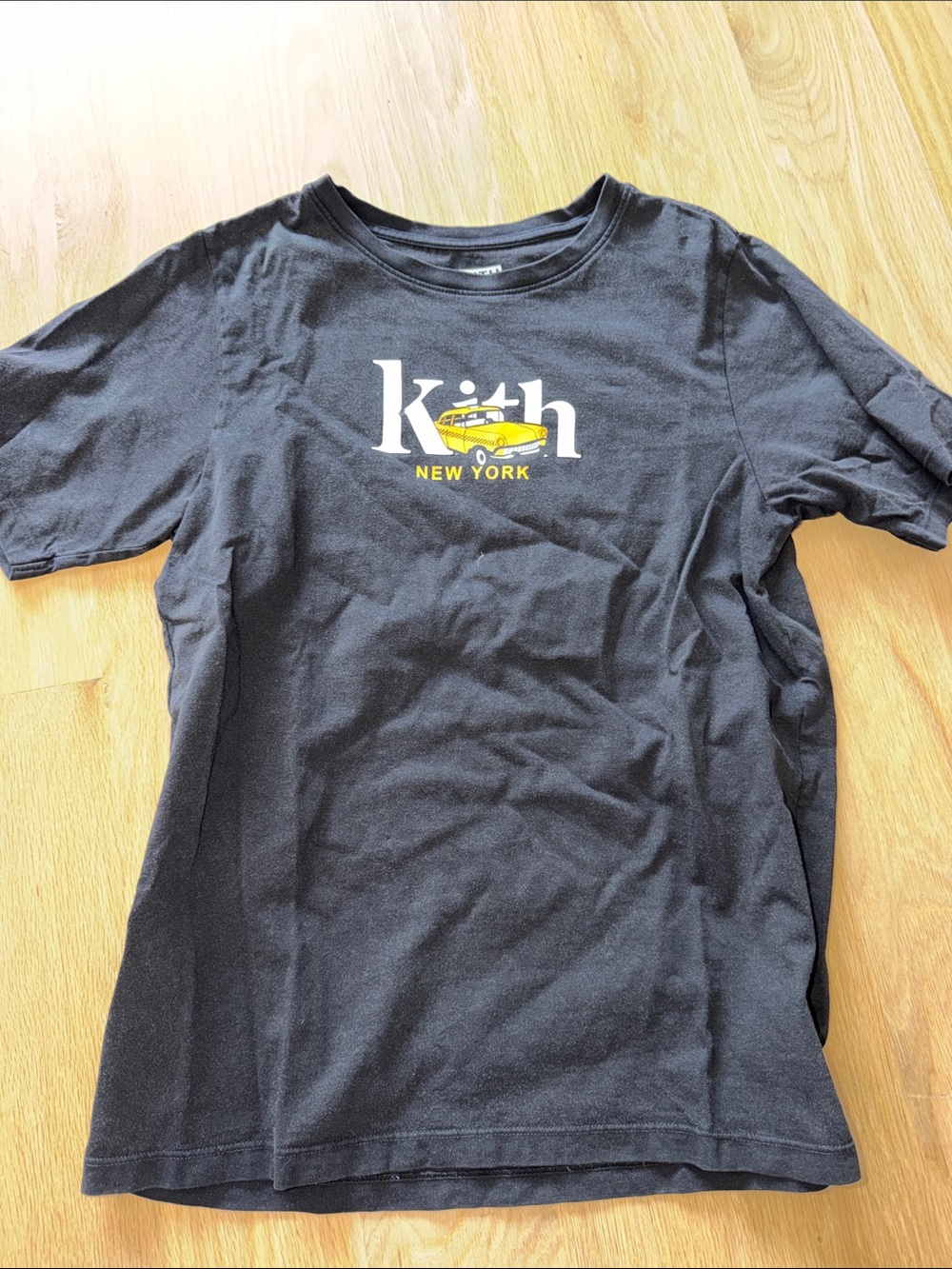Kith Black Kids Logo Tee with Yellow Taxi Graphic